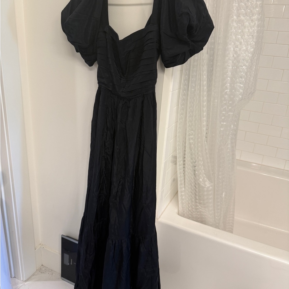 Abercrombie & Fitch Black Puff-Sleeve Maxi Dress